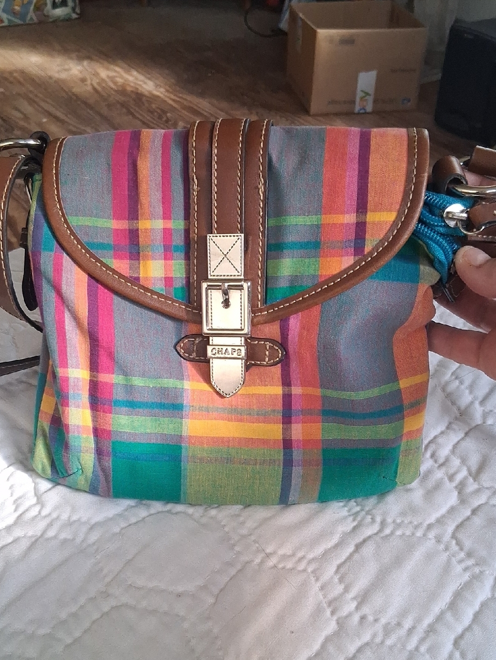 Chaps Ralph Lauren Plaid Colorful Crossbody!